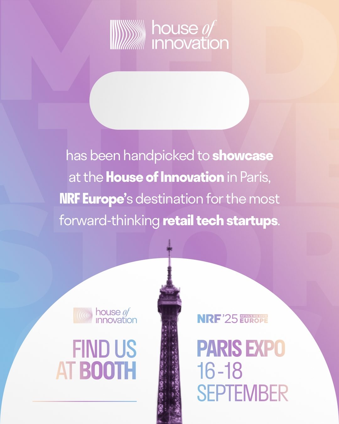Template per le startup della House of Innovation, NRF Europe 2025