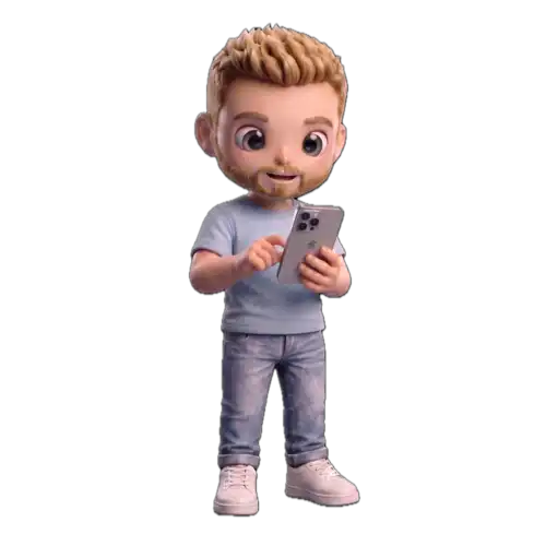 Massimiliano col telefono chibi 3D