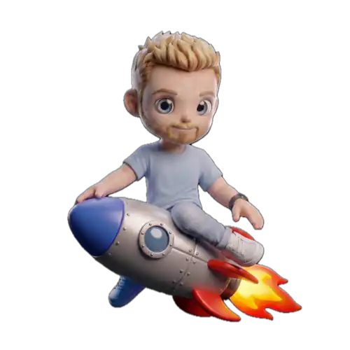 Massimiliano sul razzo chibi 3D