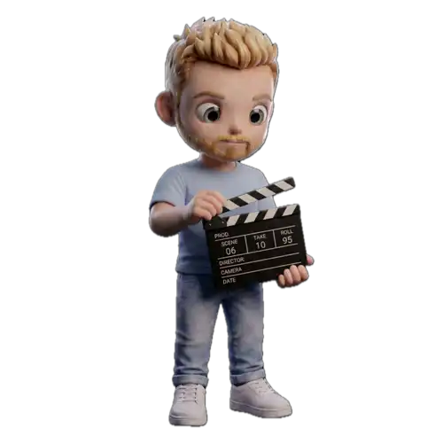 Massimiliano con il ciak chibi 3D