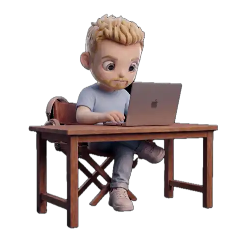 Massimiliano col laptop chibi 3D